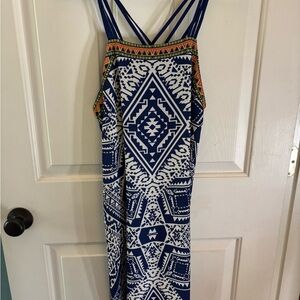 Jealous Tomato Blue and White Patterned Dress